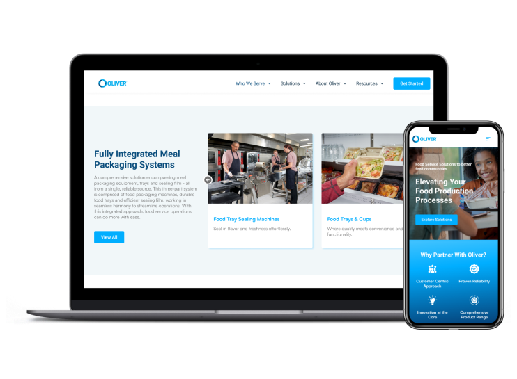Oliver's website displayed on a laptop and mobile phone