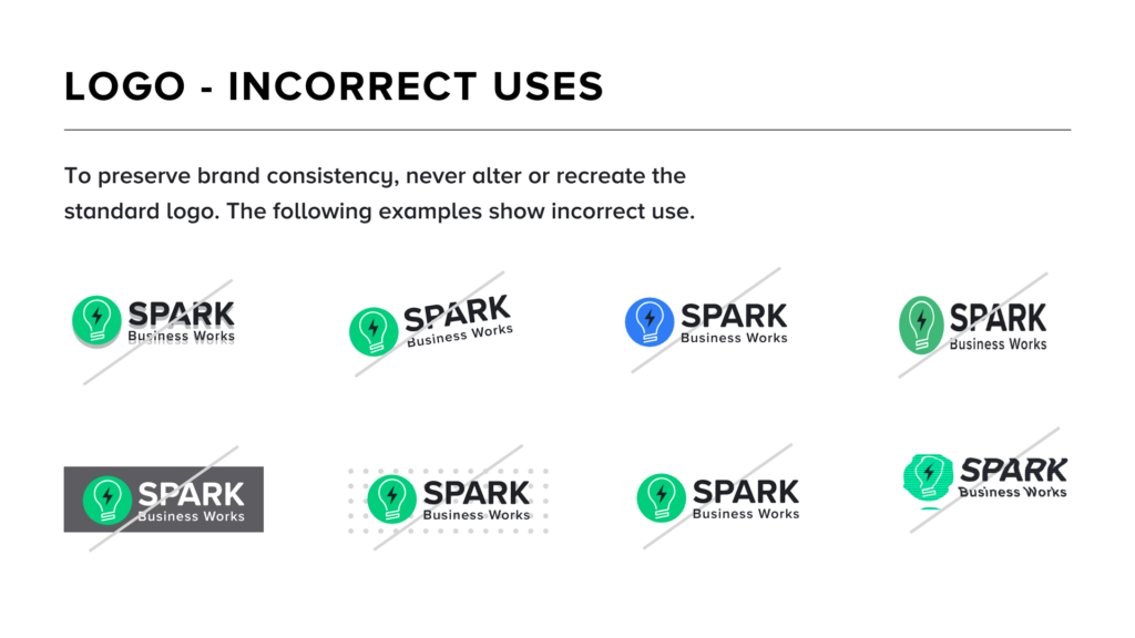 Crafting An Effective Brand Style Guide for Branding Success 2 Example of incorrest use of logos in a brand style guide